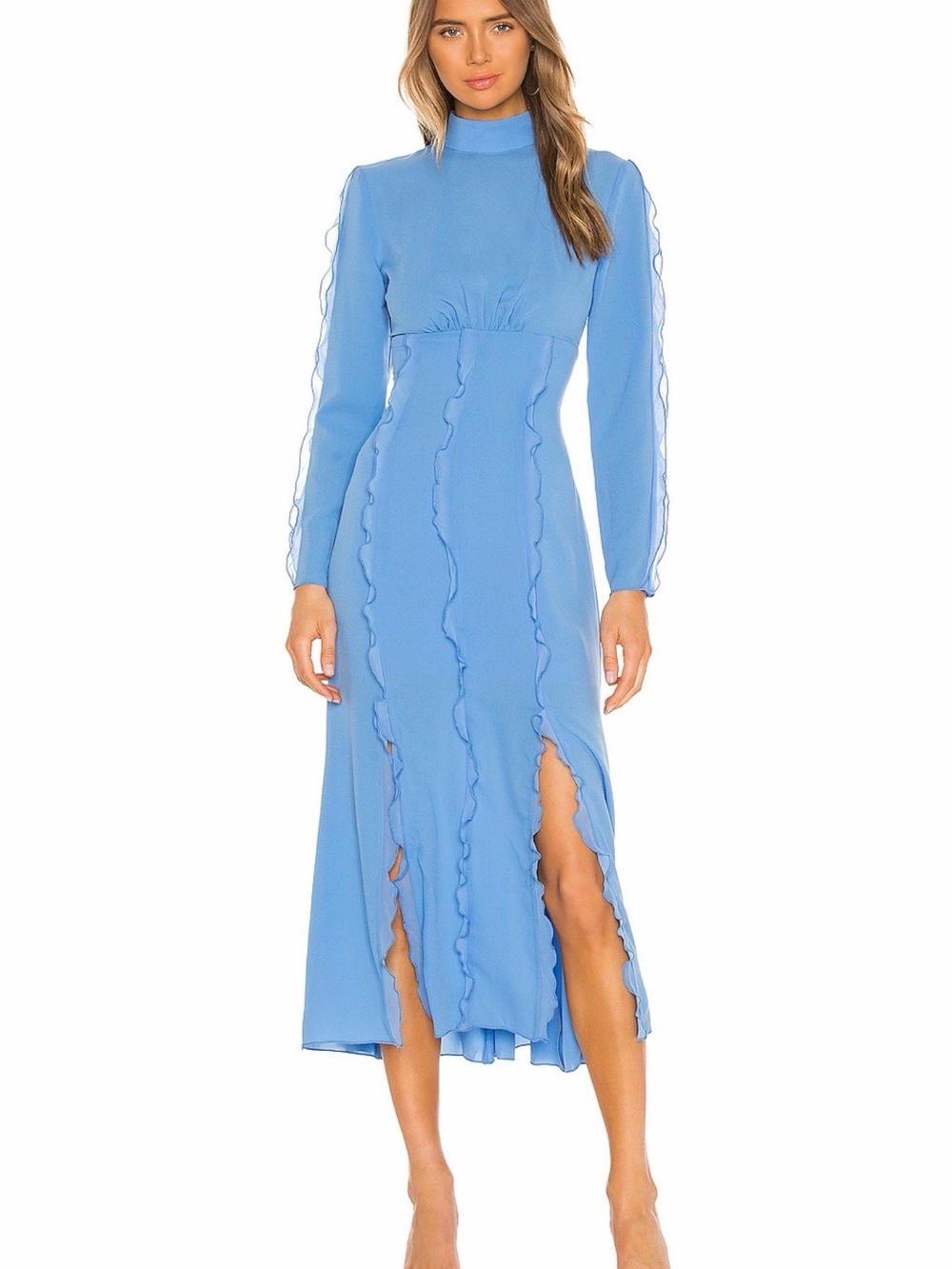 Keepsake Blue Long Sleeve Ruffle Maxi Dress Size XS / 2